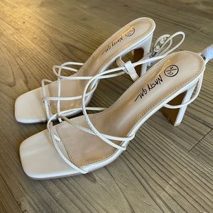 Beige Nasty Gal Strappy Heels